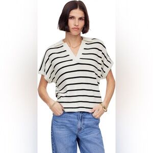 Relaxed V-Neck Polo Shirt in Stripe